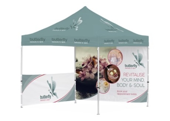 Ovation Sublimated Gazebo 3m x 3m – 1 Half-Wall Skin – 1 Full-Wall Skin